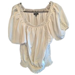 white puff sleeve top